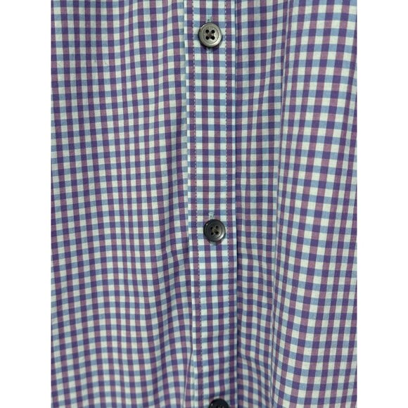 EXPRESS Men's Casual Button Down Shirt Large Fitted Blue Purple Plaid - Picture 5 of 7